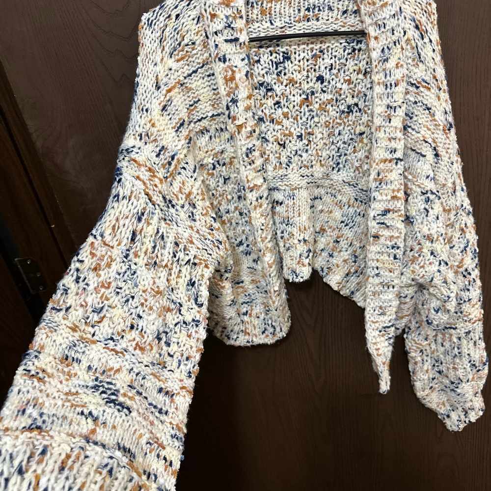 Altar'd State Cream and Blue Knit Cardigan